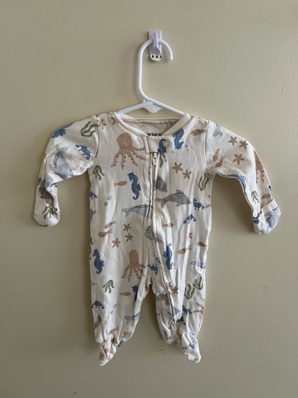 Carter's Cream Ocean Critter Footed One-Piece